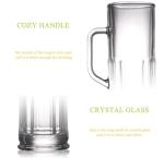 BothEarn Long Beer Mug Set of 2, 21 oz Heavy British Pub Thick Glass with Handle - Stein Cup for Beer Lover