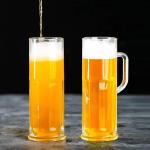 BothEarn Long Beer Mug Set of 2, 21 oz Heavy British Pub Thick Glass with Handle - Stein Cup for Beer Lover