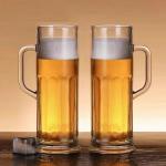 BothEarn Long Beer Mug Set of 2, 21 oz Heavy British Pub Thick Glass with Handle - Stein Cup for Beer Lover