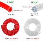 10FT Kegerator Beer Co2 Gas Dual Lines Kit, ID 3/16" Keg Beer Lines Tubing & ID 5/16'' Co2 Gas Hose Food-Grade PVC Tubing Keg Faucet Tube with 6Pcs Hose Clamps for Homebrew