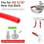 10FT Kegerator Beer Co2 Gas Dual Lines Kit, ID 3/16" Keg Beer Lines Tubing & ID 5/16'' Co2 Gas Hose Food-Grade PVC Tubing Keg Faucet Tube with 6Pcs Hose Clamps for Homebrew