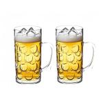 Komost 42oz Plastic Large Beer Mugs with Handle Set of 2, Reusable Beer Stein Drinking Glasses Cups for Party, Bar, Home, Hotel, Perfect for Whiskey, Juice, Cocktail Beverages