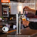 VEVOR Triple Taps Draft Beer Tower Dispenser, Stainless Steel Keg Beer Tower, Kegerator Tower Kit with Pre-Assembled Tubing and Self-Closing Faucet Shanks for Party, Bar, Pub, Restaurant