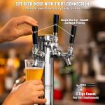 VEVOR Triple Taps Draft Beer Tower Dispenser, Stainless Steel Keg Beer Tower, Kegerator Tower Kit with Pre-Assembled Tubing and Self-Closing Faucet Shanks for Party, Bar, Pub, Restaurant