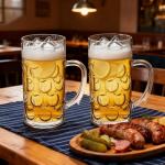 Komost 42oz Plastic Large Beer Mugs with Handle Set of 2, Reusable Beer Stein Drinking Glasses Cups for Party, Bar, Home, Hotel, Perfect for Whiskey, Juice, Cocktail Beverages