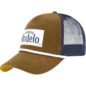 Modelo Trucker Hat, Vintage Baseball Cap, Mesh Back with Rope Detail, Adjustable Snapback Closure, Corduroy