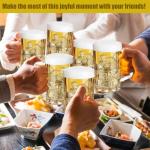 SENONAPO 20 Pcs Plastic Beer Mugs with Handles and 20 Stainless Steel Straws, Large Drinking Cups Reusable Clear Beer Stein Glasses Bulk for Bar, Home, and Party Beverages(16 oz)