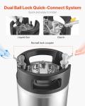 VEVOR Corny Keg, 5 Gallon Ball Lock Keg, SUS304 Cold Brew Kegs with Dual Rubber Handles & Heavy-Duty Rubber Bottom, Brewing Equipment for Home Brewing Party, 1 PCS