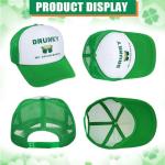 Forwe 2 Pcs St. Patrick's Day Hat Irish Green Mesh Trucker Hat for Men Women Saint Patrick's Day Accessories (US, Alpha, One Size,Drink UP+Drunky)