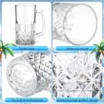 Reallnaive 6 Pack 32 oz Beer Mugs with Handle Large Heavy Glass Beer Mug for Oktoberfest Freezer Glass Steins German Cups Gift for Men Father Boyfriend Brother Dad