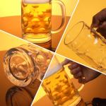 Momugs 20 OZ Beer Stein Mugs, German Clear Large Tall Beer Glasses With Handle for Men, Wave Point glass Mug Set of 2