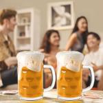 Momugs 20 OZ Beer Stein Mugs, German Clear Large Tall Beer Glasses With Handle for Men, Wave Point glass Mug Set of 2