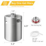 IMAICTUU 64oz Mini Keg Growler, 304 Stainless Steel Mini Beer Keg with Screw Cap & Beer Hose, Leak-proof Portable Keg Silver Beer Growler for Homebrew, Craft & Draft Beer (2L)