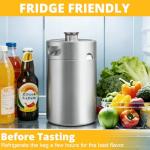 IMAICTUU 64oz Mini Keg Growler, 304 Stainless Steel Mini Beer Keg with Screw Cap & Beer Hose, Leak-proof Portable Keg Silver Beer Growler for Homebrew, Craft & Draft Beer (2L)