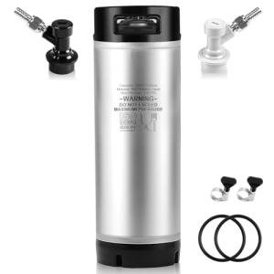 Hgkeke New 5 Gallon Corny Keg, Stainless Steel Beer Keg with Ball Lock Keg Quick Disconnect, Cornelius Keg with Dual Rubber Handle, Portable Draft Beer Keg for Home Brew, 5 Gallon Keg for Party