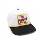 American Needle Miller High Life Beer Adjustable Snapback Baseball Hat (23008B-MHL-WHKL) White/Navy/Gold