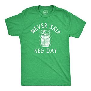 Mens Funny T Shirts Never Skip Keg Day St Patricks Day Drinking Tee for Guys Funny T Shirts Saint Patrick's Day Apparel for Men Cool Beer Short Sleeve Green - 3XL