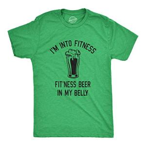 Funny Beer Lover Shirt for Men – I'm Into Fitness Fit’Ness Drink in My Belly Tee – Hilarious Party Outfit – Novelty Workout Gym Gift - Green - XL