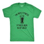 Funny Beer Lover Shirt for Men – I'm Into Fitness Fit’Ness Drink in My Belly Tee – Hilarious Party Outfit – Novelty Workout Gym Gift - Green - XL