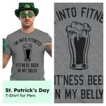 Funny Beer Lover Shirt for Men – I'm Into Fitness Fit’Ness Drink in My Belly Tee – Hilarious Party Outfit – Novelty Workout Gym Gift - Green - XL