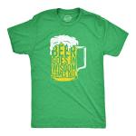 Mens T Shirts Beer Goes in Wisdon Comes Out St Patricks Day Drinking Tee for Men Funny T Shirts Saint Patrick's Day Apparel for Men Cool Beer Short Sleeve Green - L