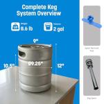 Coldbreak Two Gallon Keg (2 Gallons), Refilable Keg, Threaded Spear, Portable, ColdOne Keg