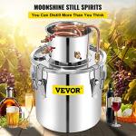 VEVOR Alcohol Still 13.2Gal/50L Alcohol Distiller Stainless Steel Distillery Kit for Alcohol With Copper Tube & Pump Home Brewing Kit Build-in Thermometer for DIY Whisky Wine Brandy