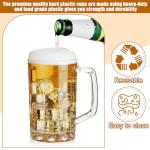 Mifoci 20 Pcs Plastic Beer Mugs with Handles Bulk Clear Beer Stein Glasses Reusable Large Drinking Cups for Bar Home Hotel Cocktail Beverages Milk Juice Alcohol Soda(16 oz)