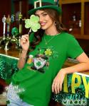 Womens St Patricks Day T-Shirt Cute Gnome Clover Beer Print Top Irish Holiday Party Tee Spring Regular Fit Short Sleeve Top Blouses,Green M