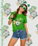 Womens St Patricks Day T-Shirt Cute Gnome Clover Beer Print Top Irish Holiday Party Tee Spring Regular Fit Short Sleeve Top Blouses,Green M