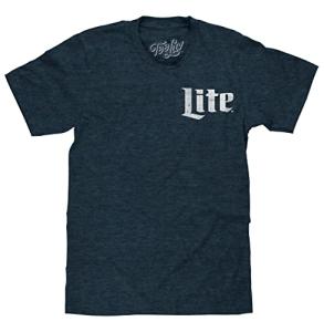 Tee Luv Men's Miller Lite Shirt - Double Sided Miller Light Beer Logo Shirt (Denim Black Heather) (L)