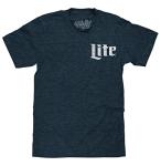 Tee Luv Men's Miller Lite Shirt - Double Sided Miller Light Beer Logo Shirt (Denim Black Heather) (L)