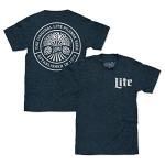 Tee Luv Men's Miller Lite Shirt - Double Sided Miller Light Beer Logo Shirt (Denim Black Heather) (L)