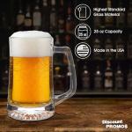 DISCOUNT PROMOS ARC Glass Beer Mugs 25 oz. Set of 6, Bulk Pack - Great for Octoberfest, Pub, Restaurant - Clear