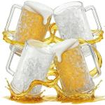 Granatan Beer Mugs with Gel Freezer 16 oz, Clear Double Walled Beer Mugs with Handles Set Of 4