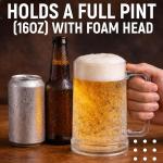 Granatan Beer Mugs with Gel Freezer 16 oz, Clear Double Walled Beer Mugs with Handles Set Of 4