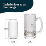 Libbey Large Glass Beer Mug Set of 4