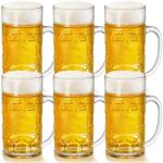 Mezchi 6 Pack Plastic Beer Mugs, 20 oz./600ml Beer Steins with Handles, Resuable Beer Drinking Cups, Clear Large Beer Mugs for Bar, Beverages, Alcohol, Freezable, BPA Free