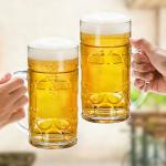 Mezchi 6 Pack Plastic Beer Mugs, 20 oz./600ml Beer Steins with Handles, Resuable Beer Drinking Cups, Clear Large Beer Mugs for Bar, Beverages, Alcohol, Freezable, BPA Free