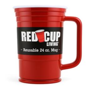 Red Cup Living 24 Oz Beer Mug | BPA FREE Double Wall Insulated, Patented Design, Unbreakable Beer Stein with Big Handle, Dishwasher Safe| Root Beer Mug | Christmas Party, Holiday Gift Cups