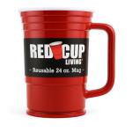 Red Cup Living 24 Oz Beer Mug | BPA FREE Double Wall Insulated, Patented Design, Unbreakable Beer Stein with Big Handle, Dishwasher Safe| Root Beer Mug | Christmas Party, Holiday Gift Cups