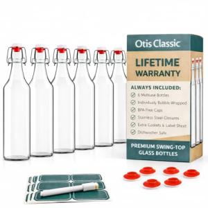 Set of 6 Otis Swing Top Glass Bottles