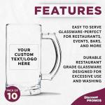 DISCOUNT PROMOS Custom Glass Beer Mug 16 oz. Set of 10, Personalized Bulk Pack - Great for Wedding Favors, Groomsmen Gifts, Birthday Gifts - Clear