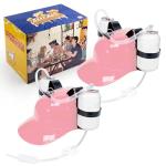 Ekkhysis Beer Hat,Funny Hat for Drinking Soda,Beer Helmet,Drinking Accessories Gifts for Man (2-Pink)