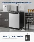 VEVOR Digital Beer Kegerator, Single Tap Draft Beer Dispenser, Full Size Keg Refrigerator With Shelves, CO2 Cylinder, Drip Tray & Rail, 32°F- 75.2°F Temperature Control, 163L,Silver