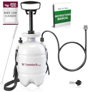 Standard Beer Draft Keg Line Cleaning kit with 4oz Beer Line Brevline Powder Cleaner - Hand Pump Pressurized - Easy Safe to Use Keg Claner - w/Brush, Faucet Plug, Instruction Manual