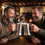 Goaste 2 Packs Tankard Style Beer Mugs, 20 OZ Double Walled Stainless Steel Beer Stein, Heat Insulated Coffee Mug Tumblers with Big Grip Handle for Hot or Cold Beverages, Milk, Tea, Bar Drinkaware