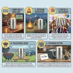 Beer Mugs - Viking Cup for Beer Enthusiasts - Beer Stein Mug for Men - Unique Barrel Design - Versatile Beer Accessories - Ideal Coffee Tumbler - 34 oz Barrel Beer Mug by Quickshot