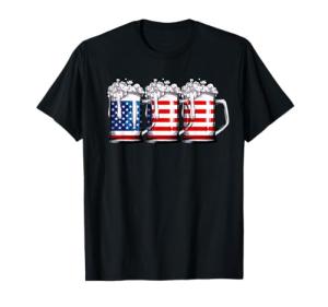 Beer American Flag 4th of July Men Women Merica Drinking USA T-Shirt