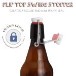 Swing Top Glass Bottles, 6 Pack Flip Top Beer Bottles with Airtight Lids,16 Oz Amber Glass Bottle with Lids, Beer Bottle for Home Brewing and Wine, Mead, Fermentation